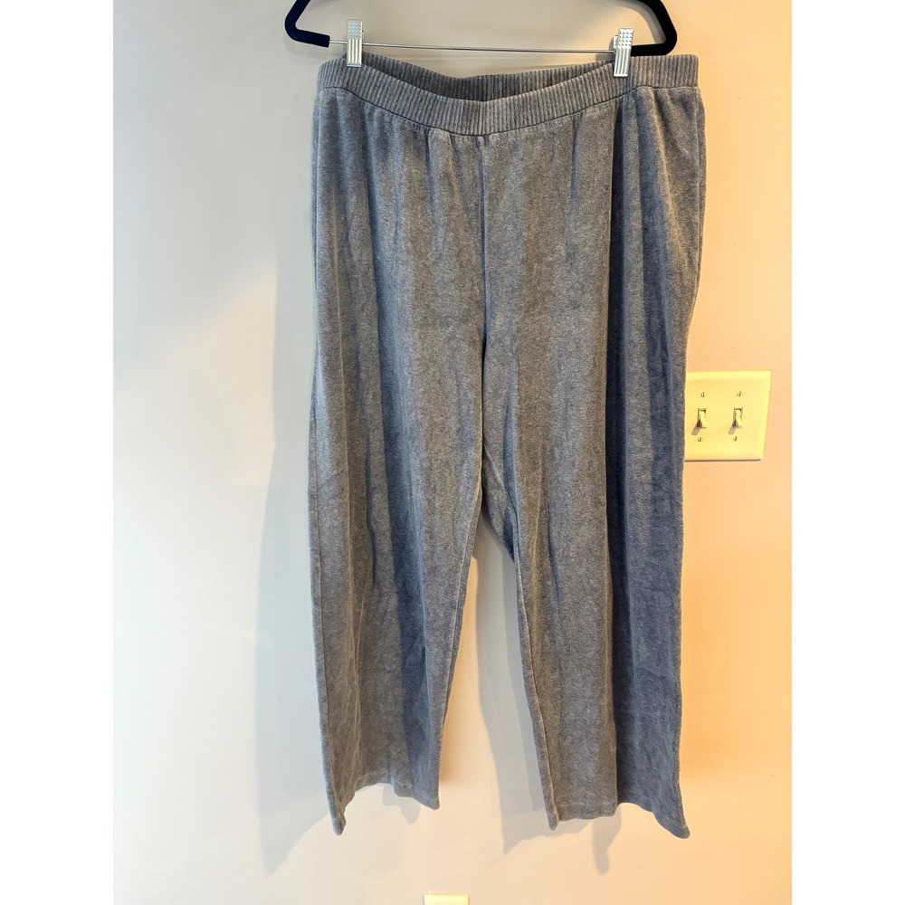 Lauren Ralph Lauren Grey Terry Cloth Lounge Pants Wide Leg Plus Size 3X